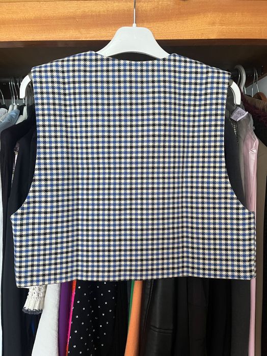 Crop top colete xadrez Zara