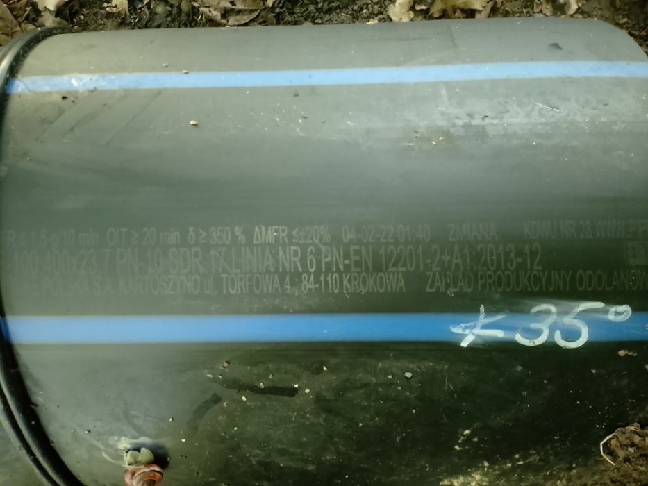 Łuki segmentowe 35° -45° -48°  3szt PE sdr17  400/23,7