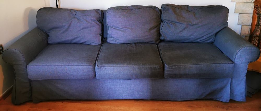 Szara rozkładana kanapa i fotel (IKEA)