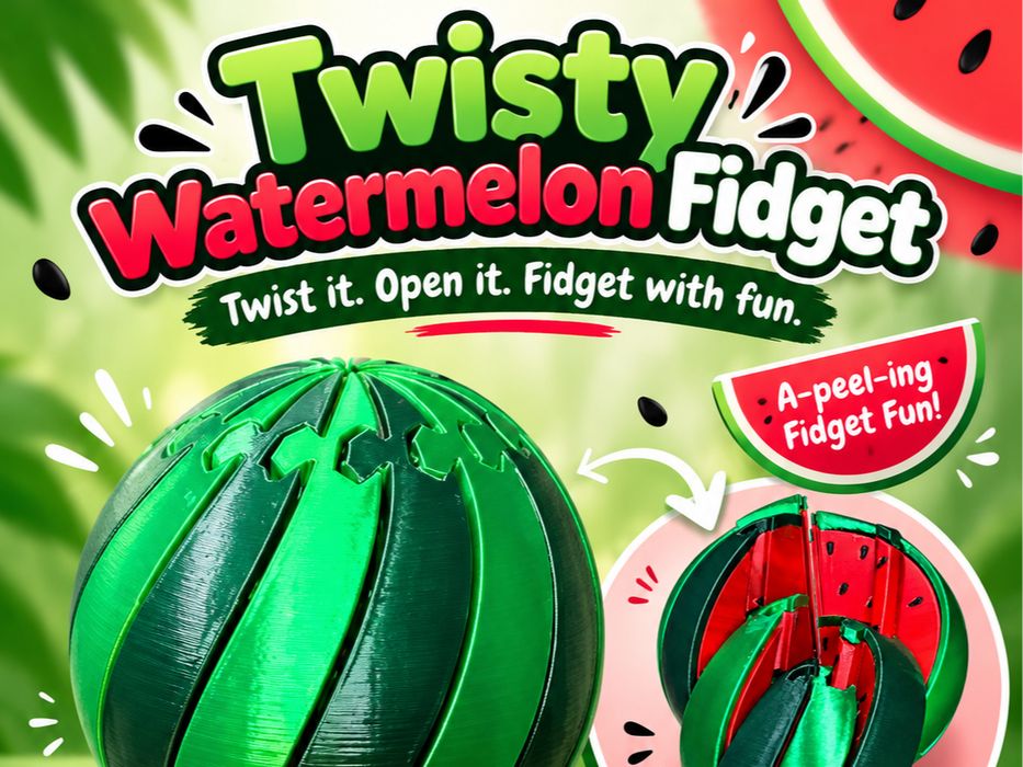 Fidget melancia que abre e fecha com uma torção