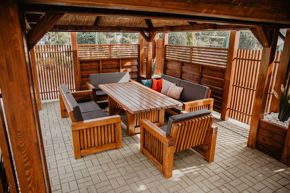 meble ogrodowe, meble drewniane, zestaw mebli drewnianych