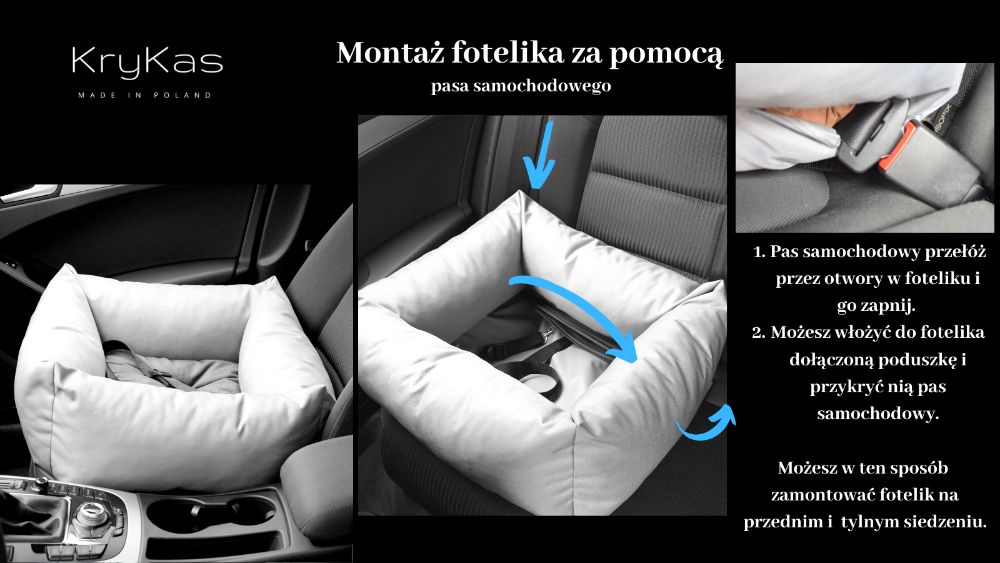 Fotelik samochodowy dla psa kota - legowisko do auta NOWOŚĆ