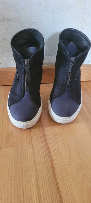 Botki granatowe Nude zamsz