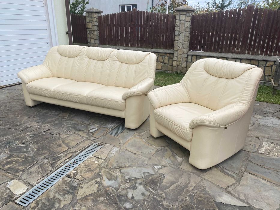 Шкіряний диван+крісло з натуральноі шкіри