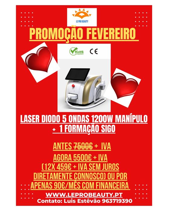 LASER Diodo 5 ONDAS 1200W MANÍPULO + 2 anos de garantia + Curso DGERT