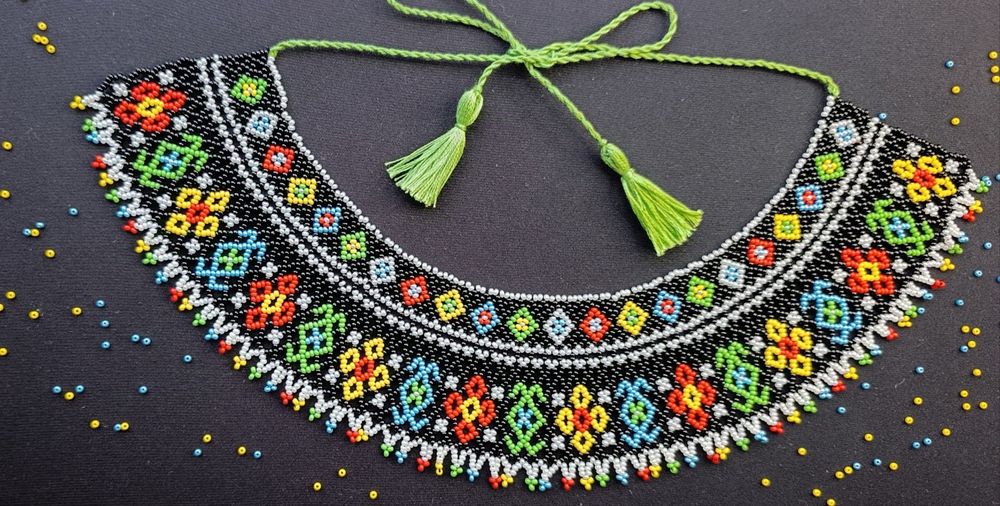 Унікальне Бісерне Кольє-Силянка «Квітковий Обрій» — Ручна Робота!