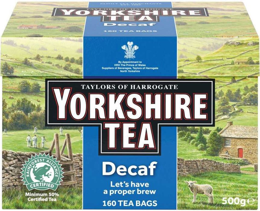 Англійський чорний чай без кофеїну Yorkshire, 160 пакетиків, 500 г
