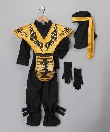 Dress Up America Złoty kostium ninja - kostium wojownika samuraja