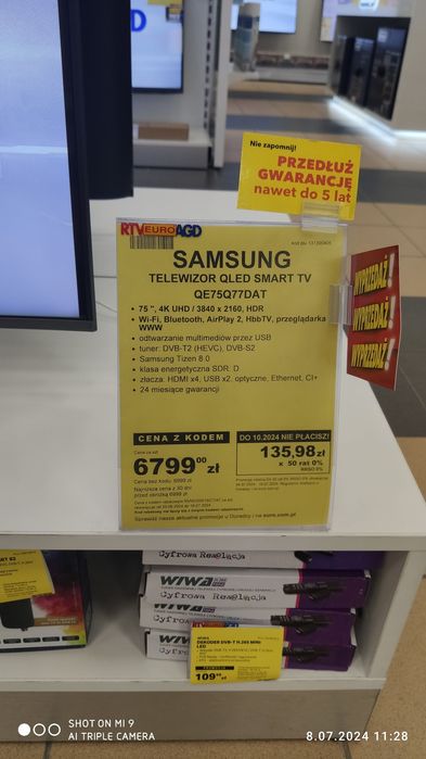 Mega Hit. Samsung 75 cali QLED 120 Hz Gwarancja  Media Expert