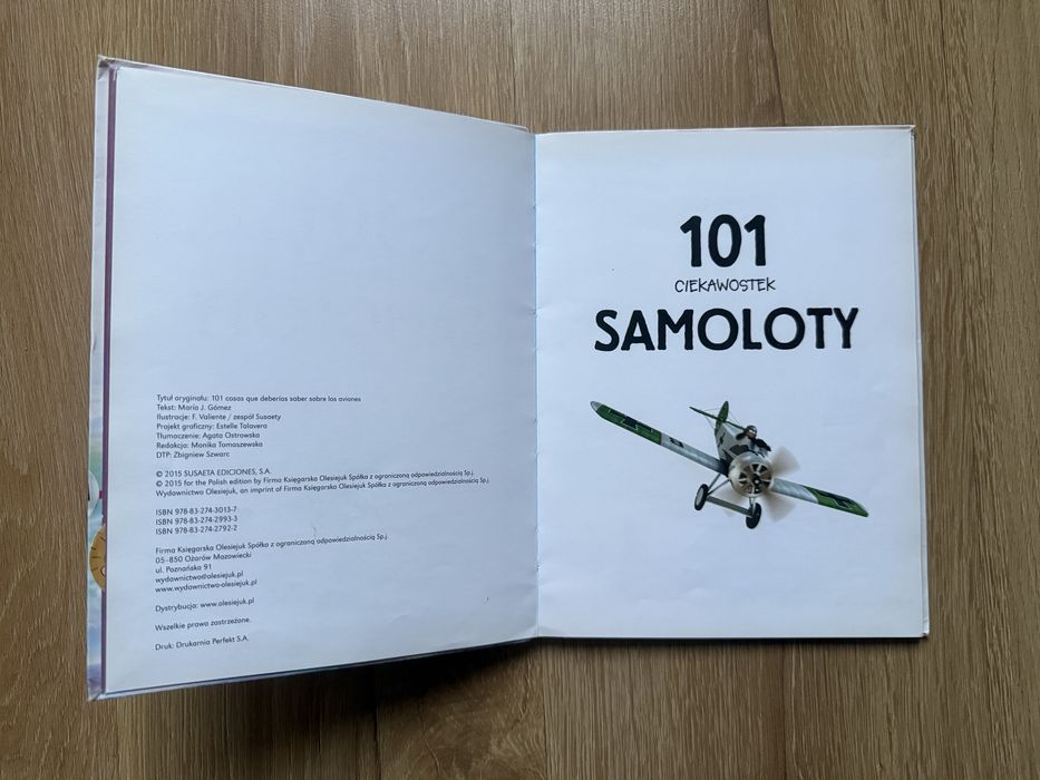 Książka 101 ciekawostek samoloty Olesiejuk