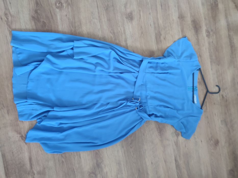 Piękna sukienka kolor błękitny komunia chrzest wesele plus size 44