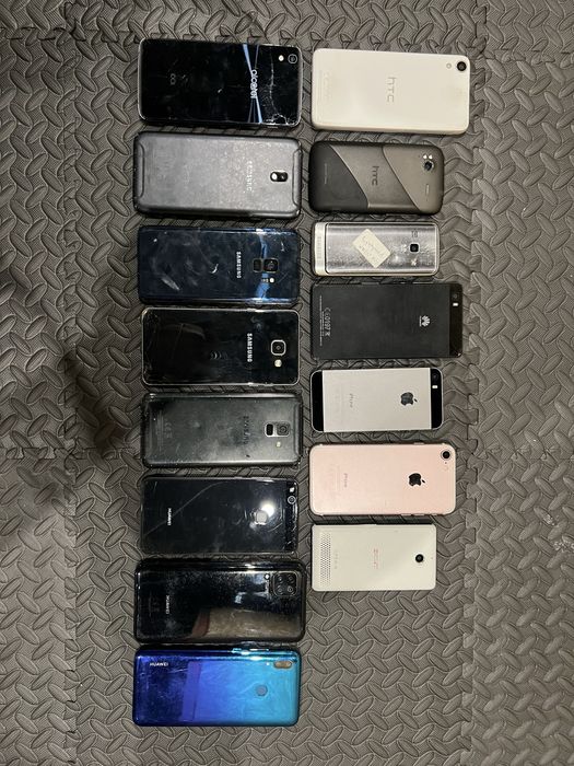 Zestaw uszkodzonych telefonów - iPhone HTC Sony Samsung Huawei