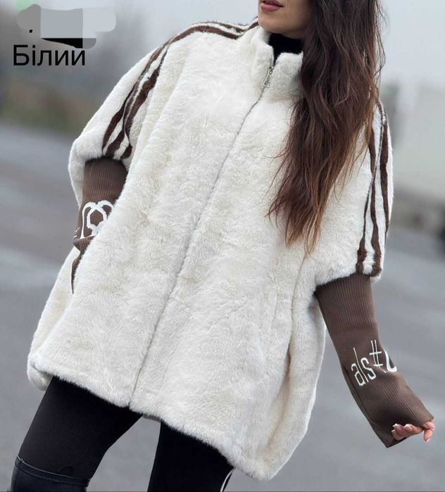 Шубка оверсайз с капюшоном Шубка под норку с лампасами Разные цвета