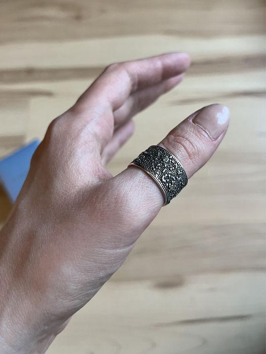 srebrna szeroka obrączka 925