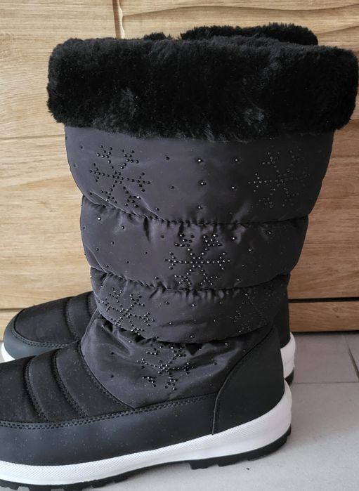 Czarne śniegowce buty zimowe kozaki 40 41