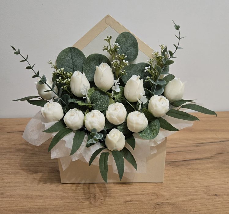 Flower box ze świec sojowych, zapach jaśmin