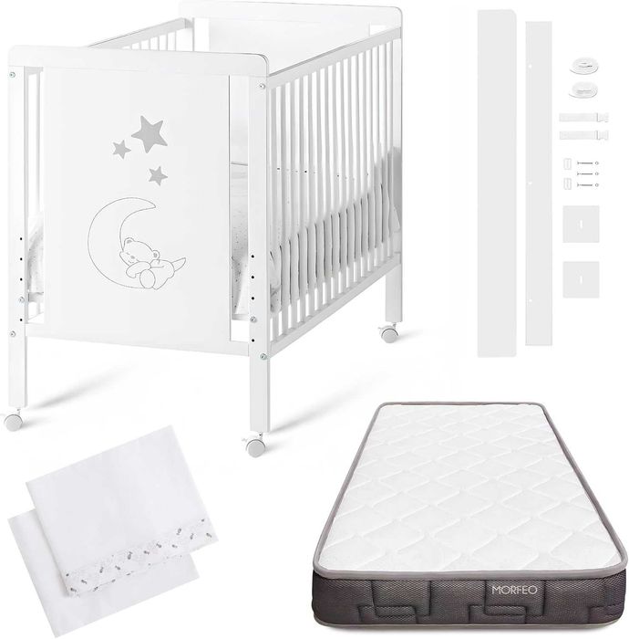 Berço de criança em conjunto com colchão