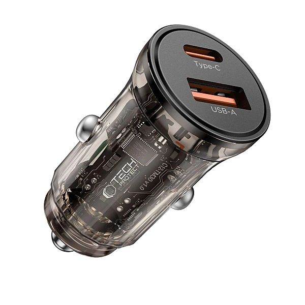 Ładowarka samochodowa Tech-Protect CC01/45 W 2-porty USB-A / USB-C - c