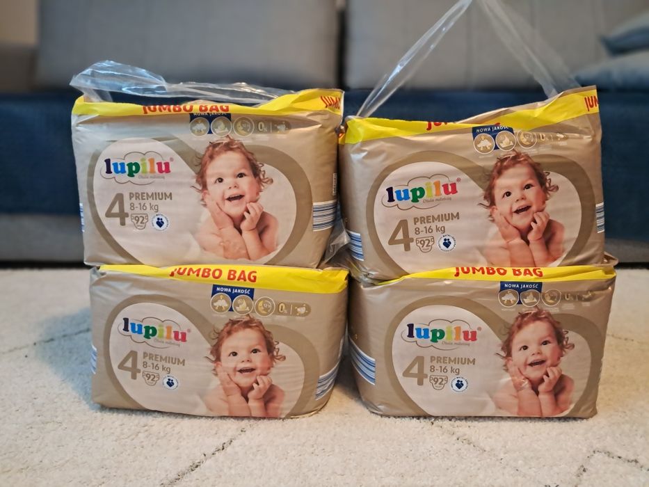 4x Pieluchy Pampersy Lupilu Premium 4, 8-16 kg, Jumbo Bag