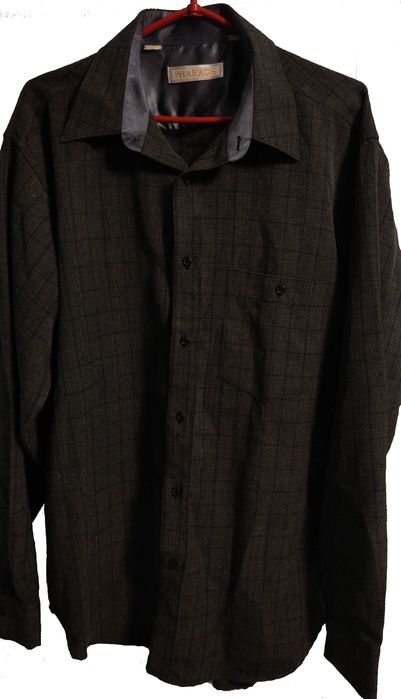 Męska koszula szara grafitowa czarna w kratkę XL XXL