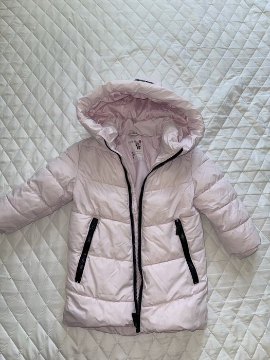 длинная курточка 98р. 2-3г. Теплая розовая парка