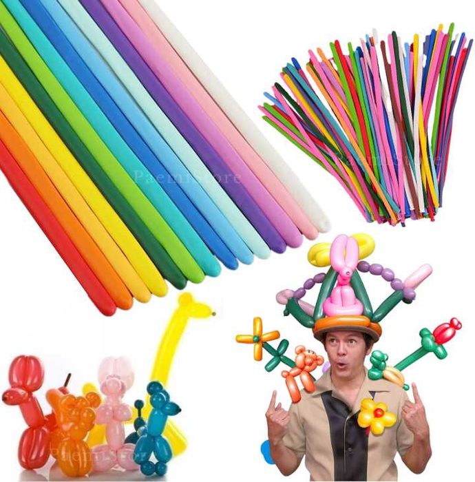 Długie balony lateksowe do modelowania do skręcania kolorowe 100 szt.