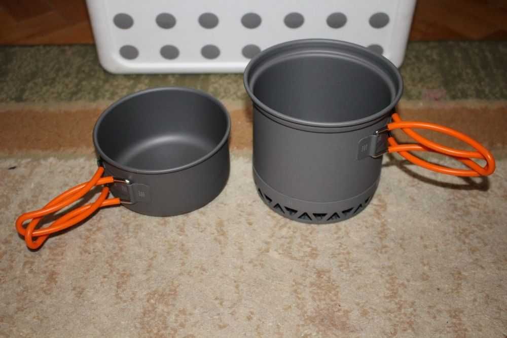 Набір посуду 2в1 з теплообмінником казанок, каструля, сковорідка, миск