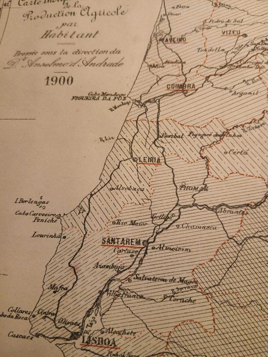 Mapa Portugal - Carte Indiquant la valeur de la Production Agricole