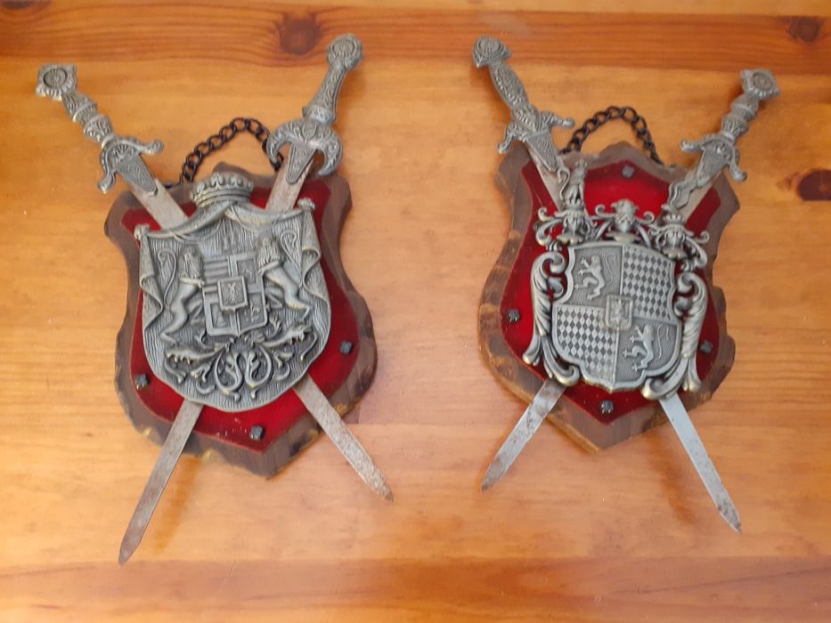 2 Quadro Brasão abre Cartas medieval antigos decoração