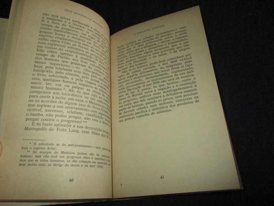 Livro É Proibido Apontar José Rodrigues Miguéis 1º edição