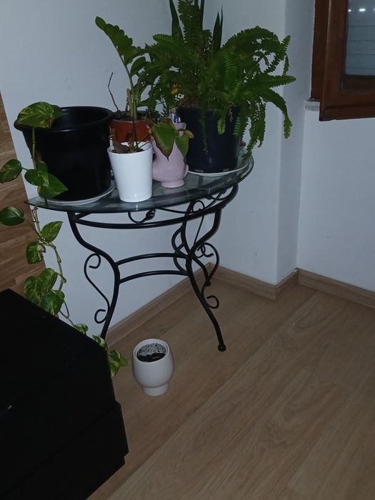 Mesinha de vidro pes em ferro