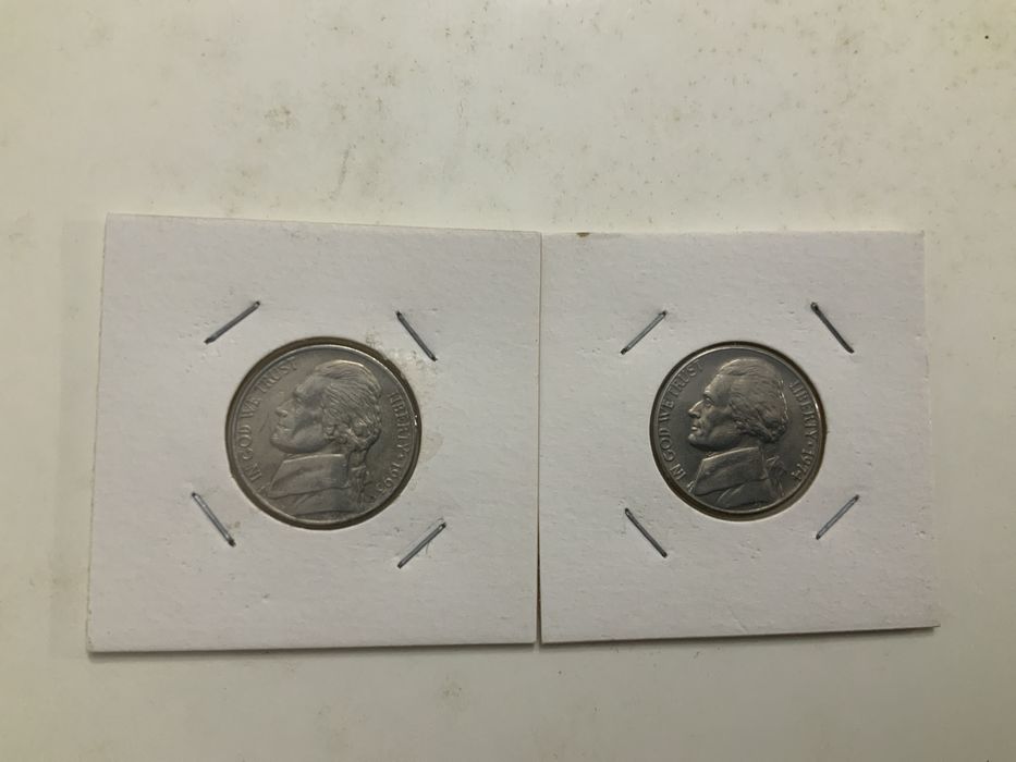8 xJefferson five cents 1947/60/64/66/68/73/74/93 USA