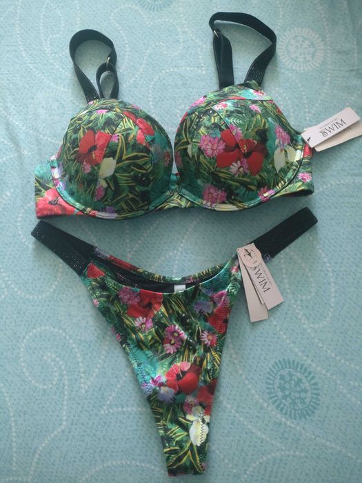 Komplet kąpielowy Victoria's Secret 80C biustonosz M stringi