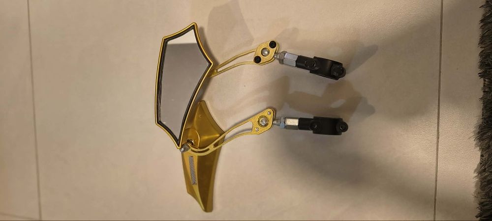 Lusterka motocyklowe CNC aluminiowe złote uniwersalne para