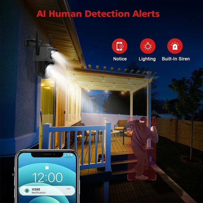 ‼️ подвійна поворотна 8Мп камера відео спостереження на ICsee