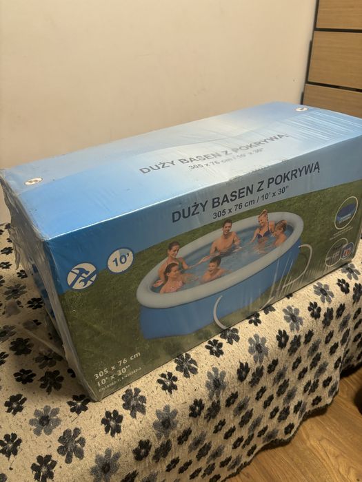 Basen ogrodowy 305x76 z pokrywą i elektryczną pompą filtrującą