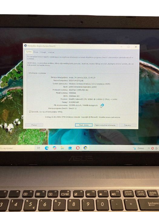 Laptop Asus R540S + Zasilacz 8GB/128GB/Intel Caleron