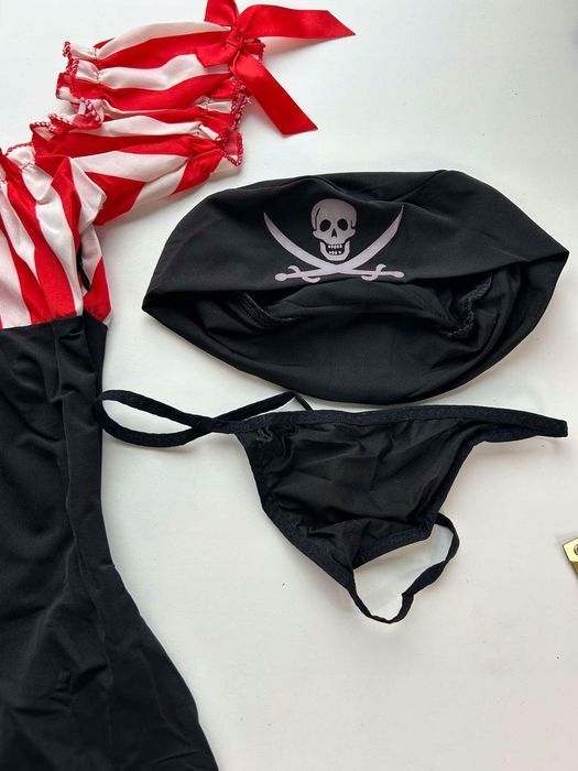 Kostium Seksownej Piratki Damski Sukienka + Pasek One Size Strój