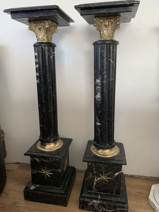 Stary filar monument postument kolumna z granitu i brązu komplet