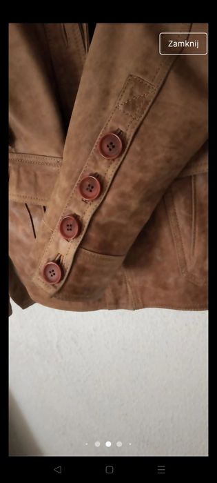 Kurtka skórzana stójka z paskiem