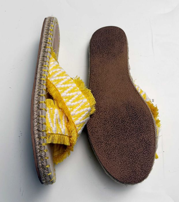 Klapki Boho Żółte H&M 42 Frędzle Etniczne