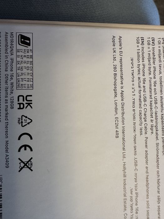 Iphone 16e 128GB biały MD1R4QN/A