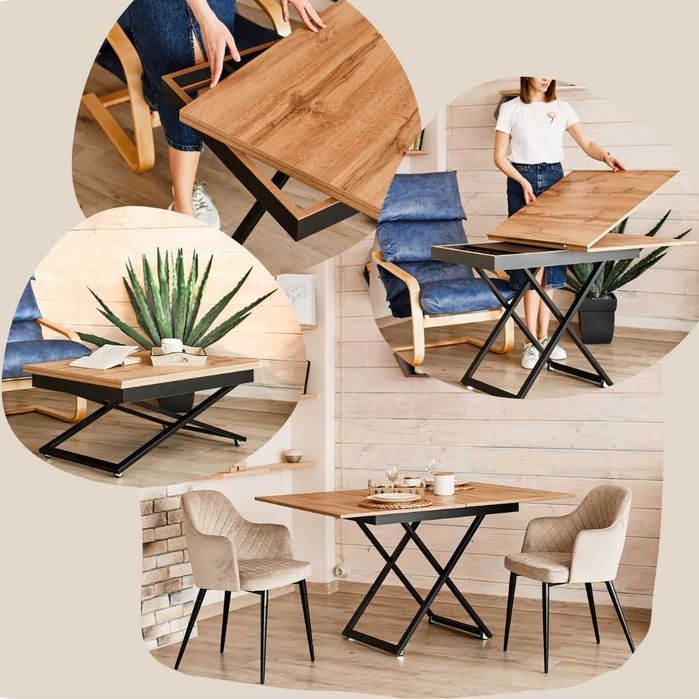 Stolik kawowy nowoczesny Ława rozkładana podnoszona LOFT