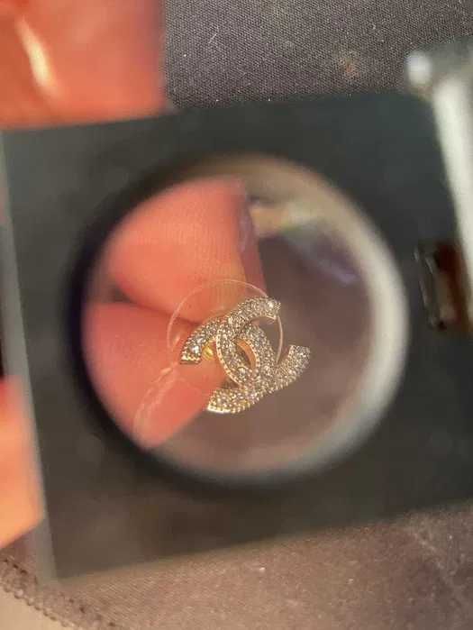 kolczyki złote próba 585 chanel oryginalne nowe do uszu błyszczące