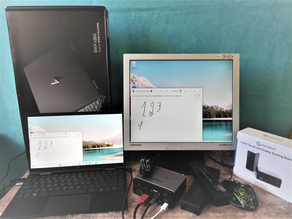 HP ENVY x360 – 512 GB Rom 16 GB Ram + Docking + Monitor + Rato