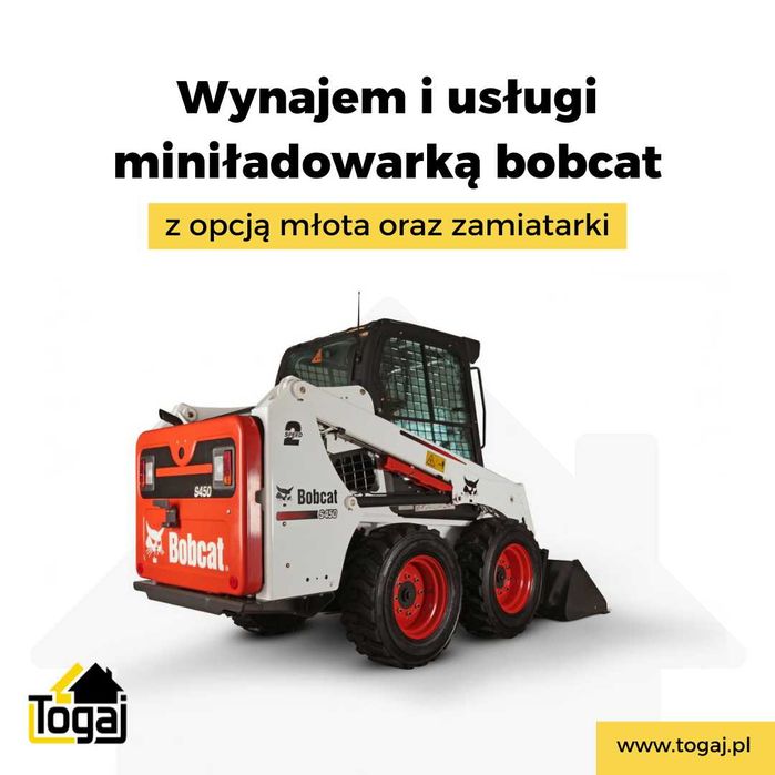 usługi koparko-ładowarka minikoparka bobcat wozidło młot zagęszczarka