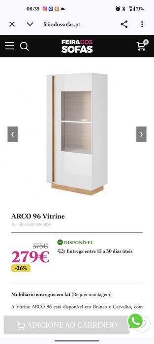 Móvel de Sala Completo ARCO (Feira dos Sofás) – Branco e Carvalho