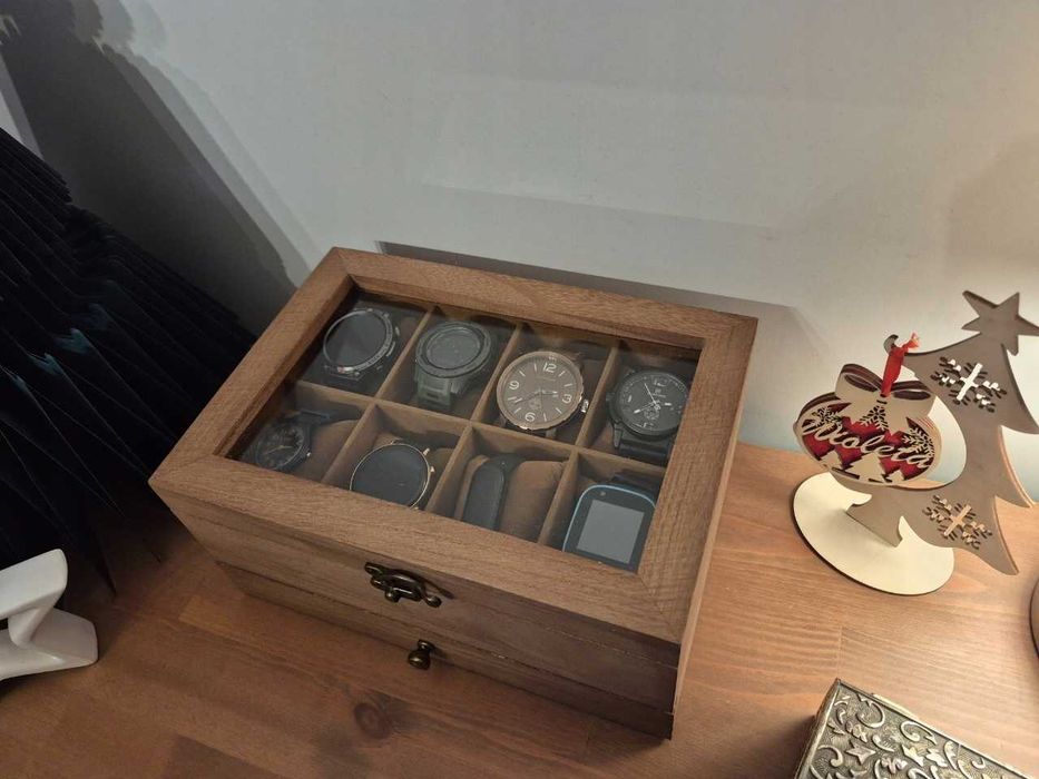 Pudełko Na Zegarki Szkatułka Na Biżuterię Drewniany Organizer
