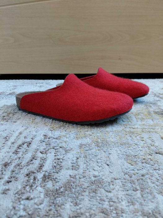 Birkenstock Amsterdam Melange Red Felt Narrow klapki sandały lekkie na lato 39