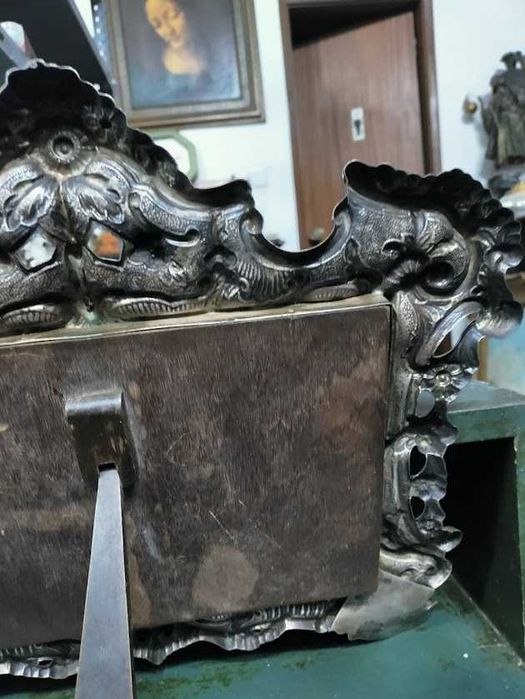 Espelho de Mesa em Prata Antiga